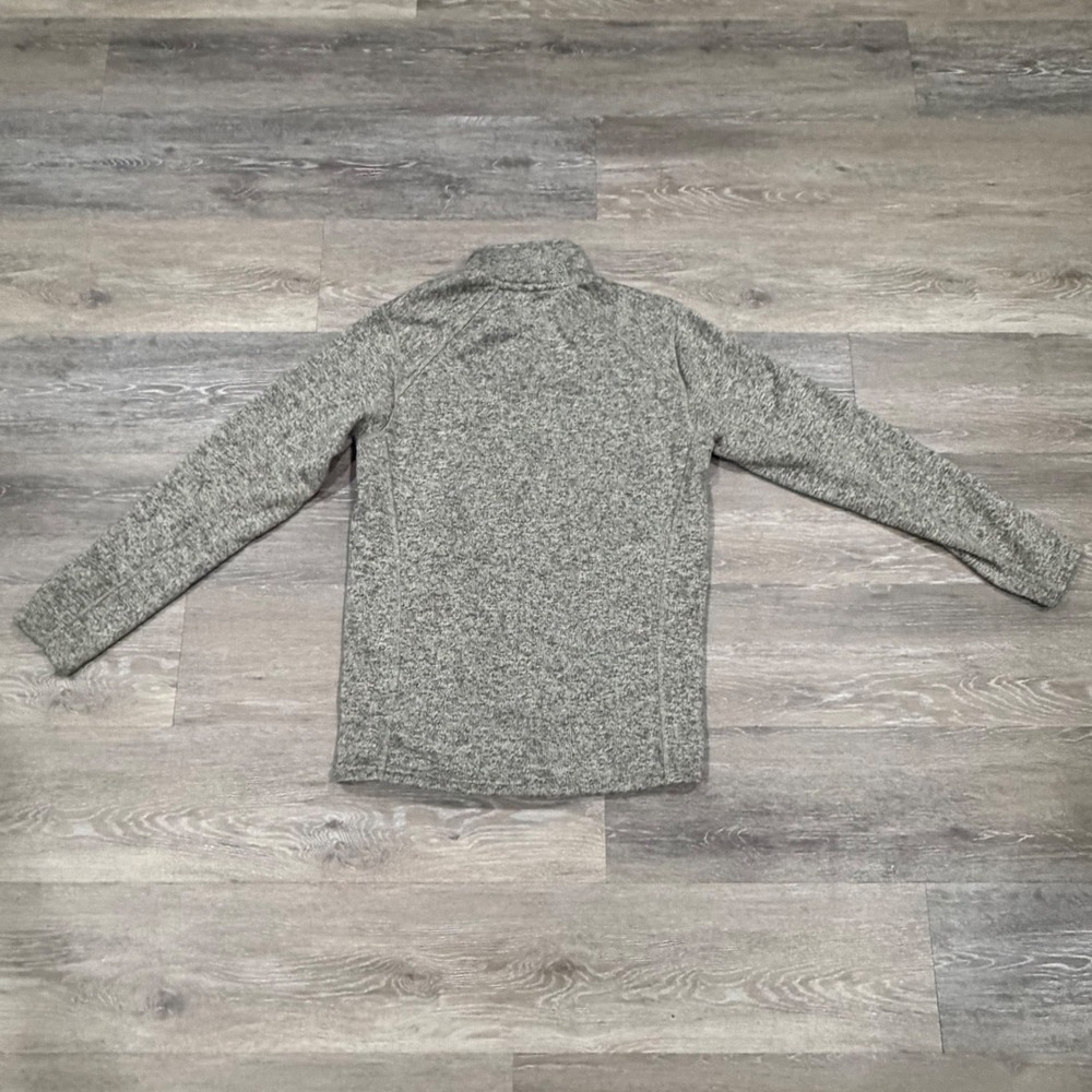 Eddie Bauer Mens Quarter Zip Fleece Pullover Sweater Heather Green Gray Marl L - Picture 5 of 6